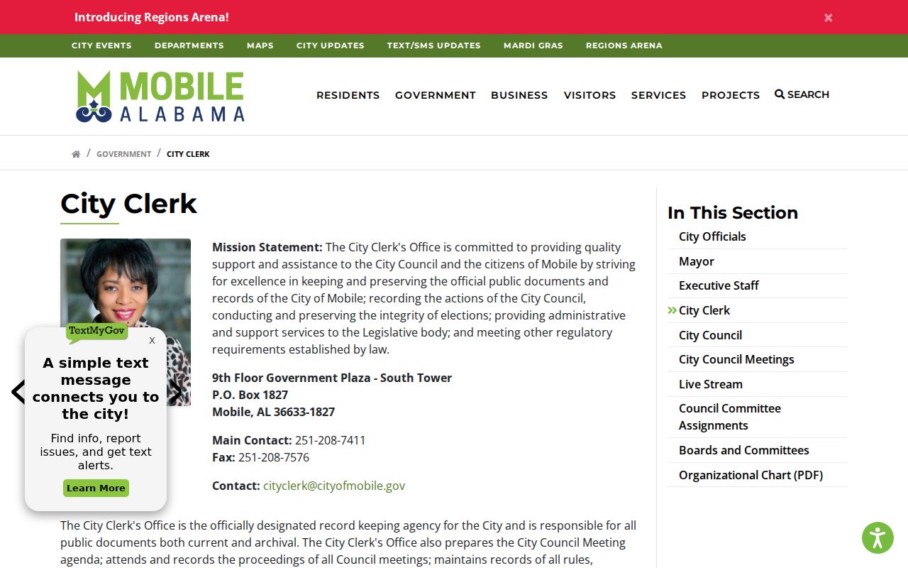 Mobile residents directory City Clerk records gateway