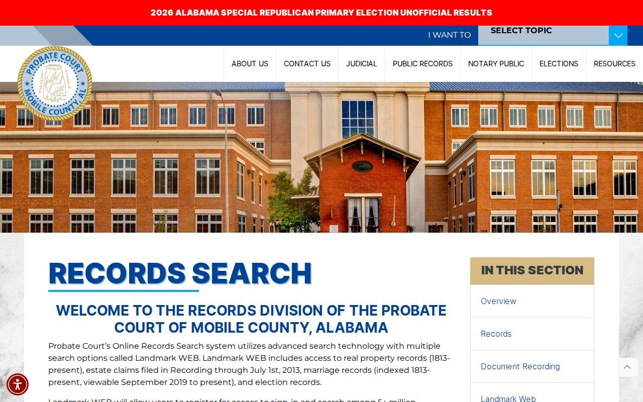 Mobile residents directory Probate deed records overview