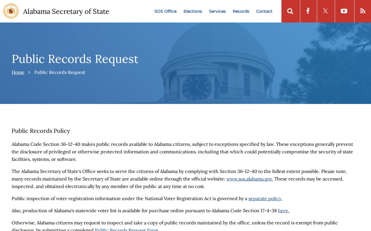 Mobile resident lookup Alabama Secretary of State records request