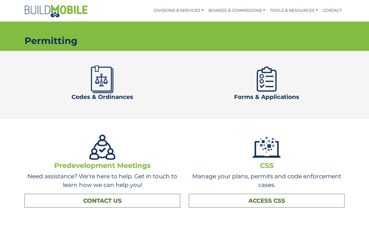 Mobile street directory Build Mobile permitting source