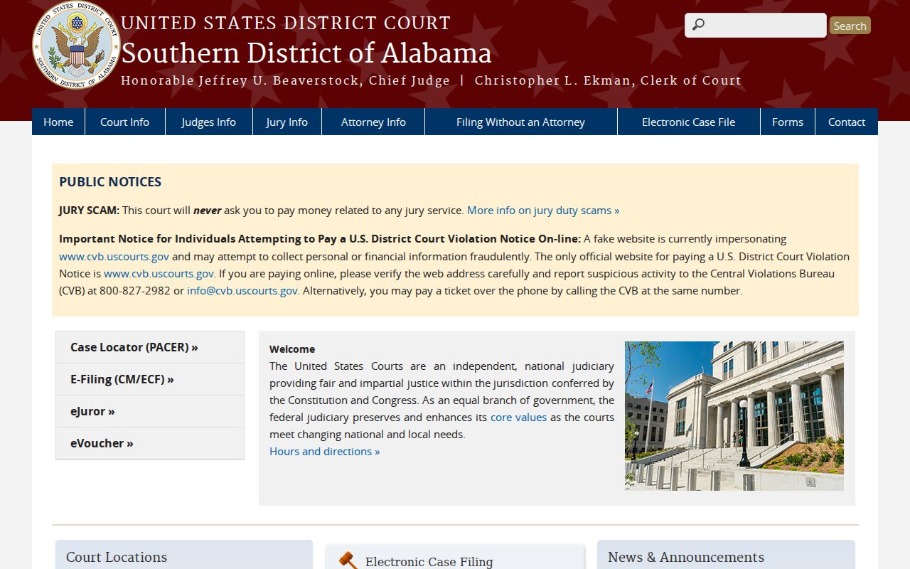 Mobile ZIP code directory and Southern District federal court access