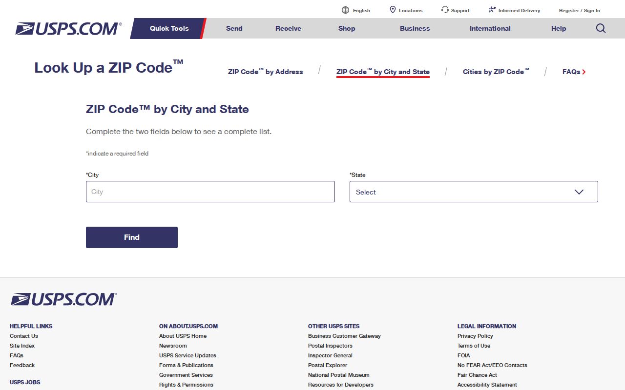 Mobile ZIP code directory USPS city and state lookup