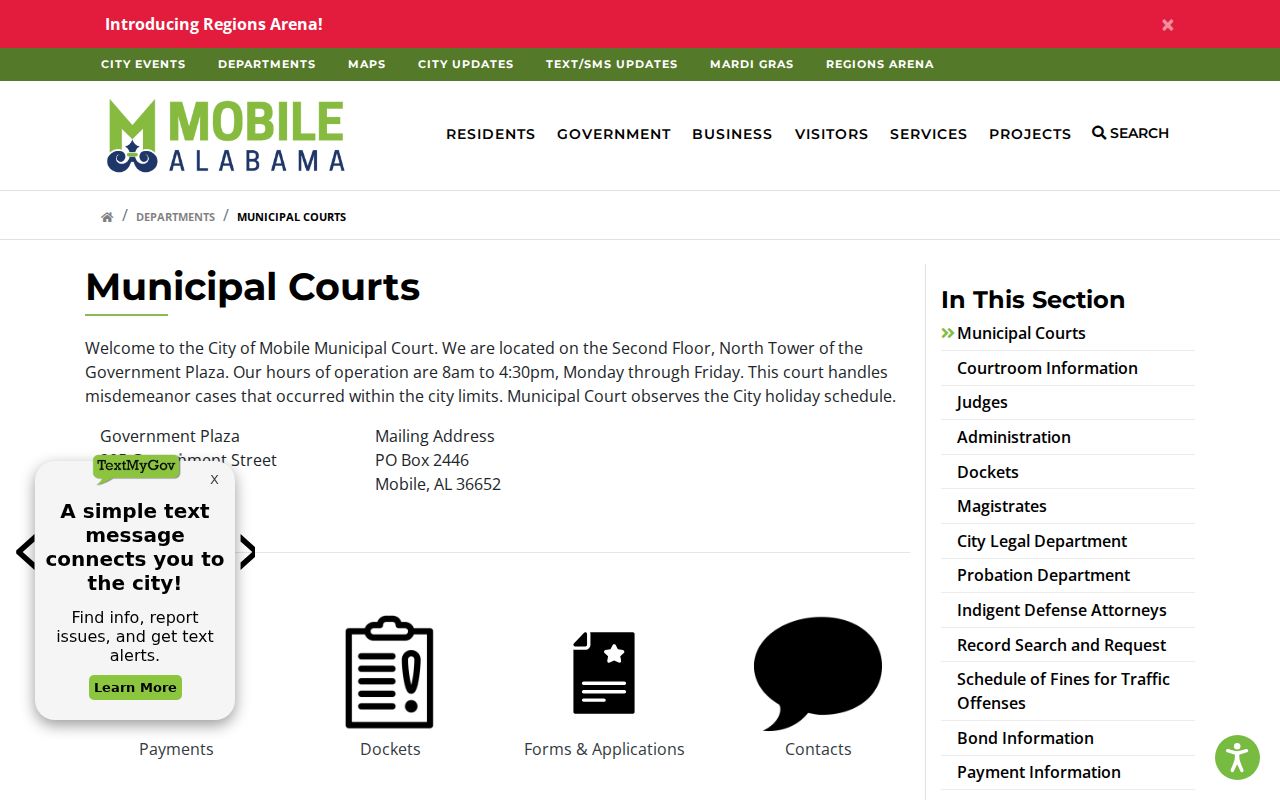 Mobile ZIP code directory and Municipal Court city jurisdiction